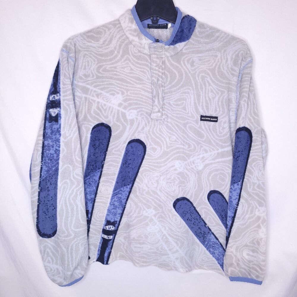 Southern Marsh Pullover Mens Medium White, Blue Ski Aspen Backcountry